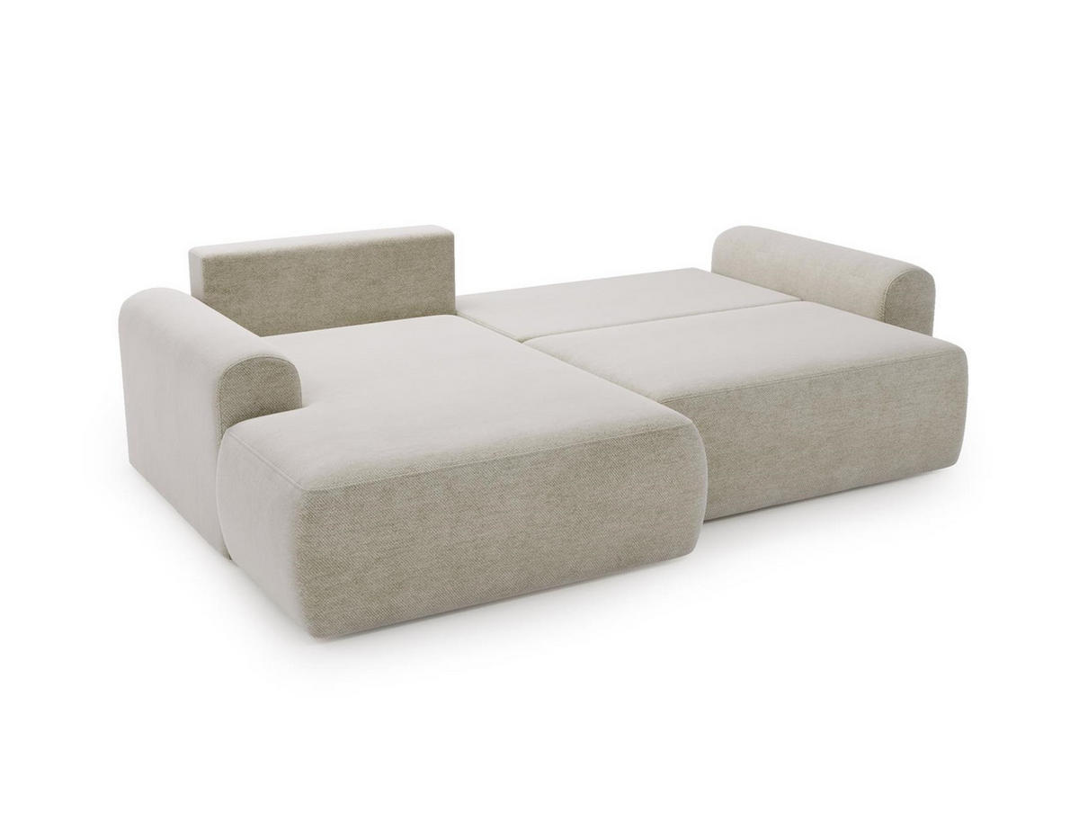 ECKSOFA Aurora Creme, mit Schlaffunktion in Vena Stoff, linke seite - Creme, Holzwerkstoff/Textil (257/177cm) - Bettso