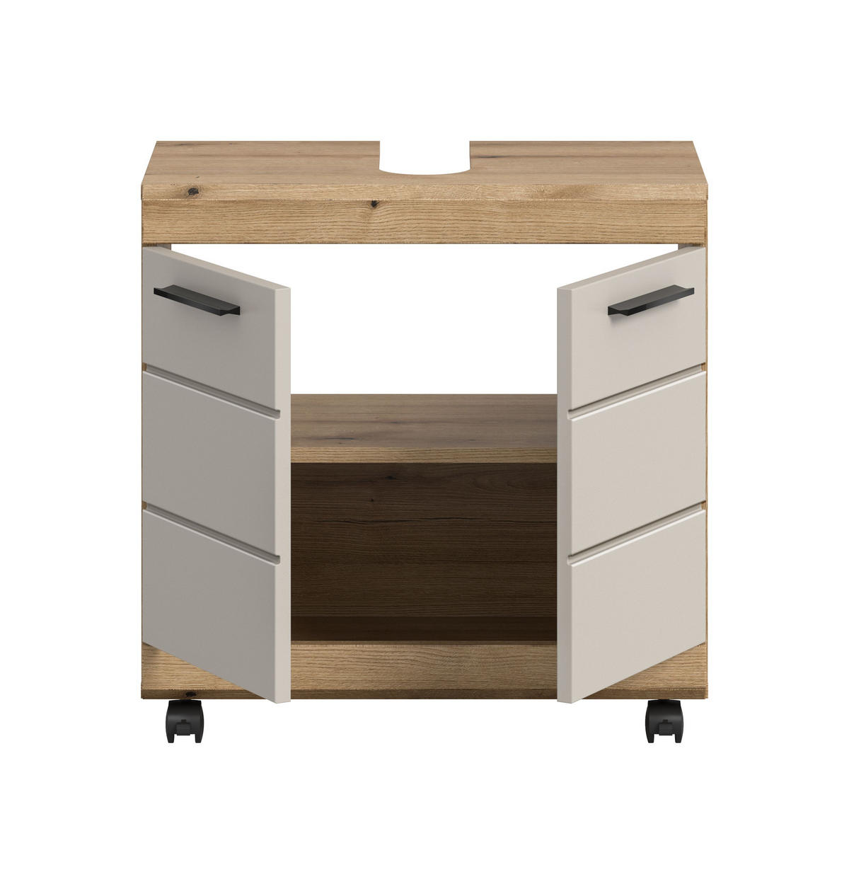 WASCHBECKENUNTERSCHRANK auf Rollen SCOUT (B/H/T: ca. 60/60/34 cm) in Evoke Oak Nachbildung/Kaschmir matt - Eichefarben, Holzwerkstoff (60/60/34cm)