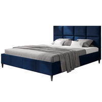 POLSTERBETT LUX Roma mit Kopfteil, 180 x 200 cm, Doppelbett mit Lattenrost aus Holz, Velourstoff Dunkelblau, Füße in Farbe: Schwarz - Dunkelblau, Holz/Textil (180/200cm) - Alpi-Möbel