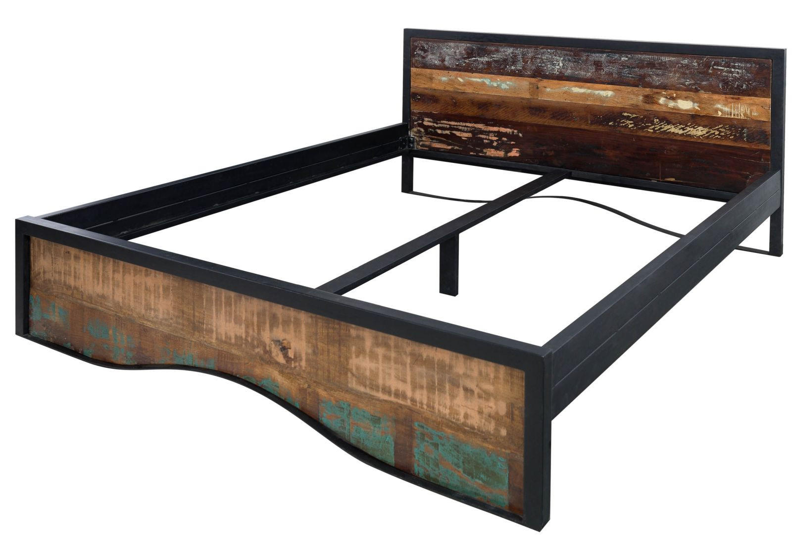 BETT Massivholz Altholz 180 x 200 x 90 mehrfarbig INDUSTRIAL #108 - Multicolor, Holz (180/200cm) - Massivmoebel24
