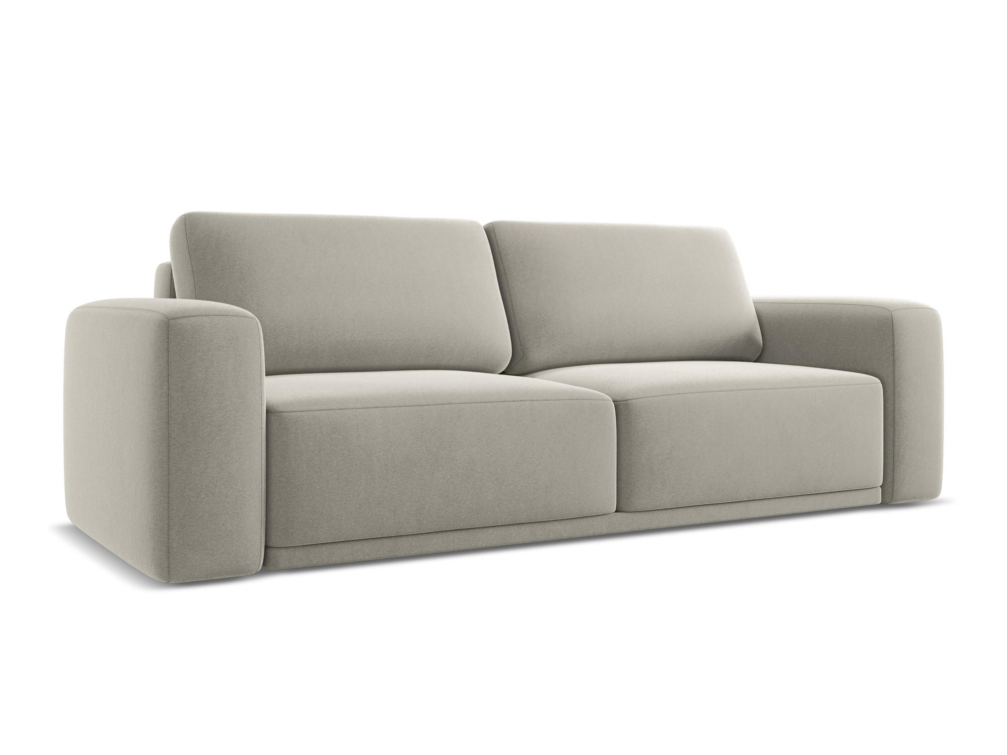 3-SITZER SOFA mit Schlaffunktion Samt Stoff Creme - Perlmutt/Creme, Kunststoff/Textil (242/91/100cm) - Makamii