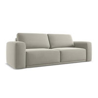 3-SITZER SOFA mit Schlaffunktion Samt Stoff Creme - Perlmutt/Creme, Kunststoff/Textil (242/91/100cm) - Makamii