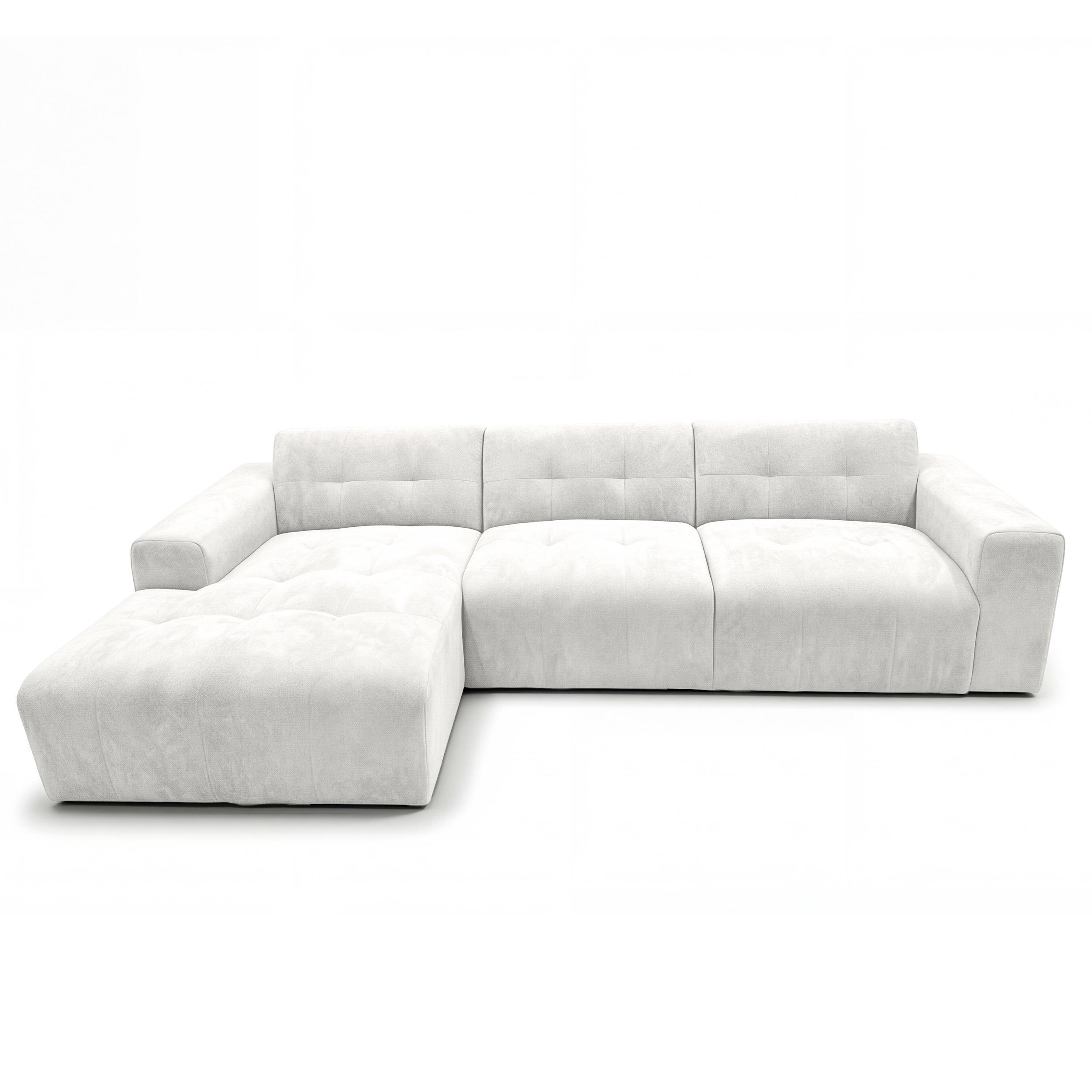 ECKSOFA L Form Corlu Weiß 310/165/78 cm – stilvolle kleine Eckcouch Links - Schwarz/Weiß, Kunststoff/Textil (310/165cm) - AX Living