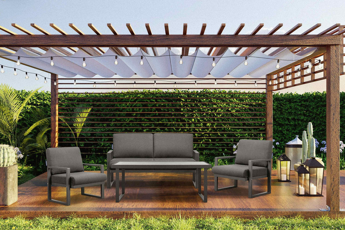TERRASSENMÖBEL FRENA im Loft-Stil, Anthrazitfarbenes - Anthrazit/Grau, Metall - KONSIMO®