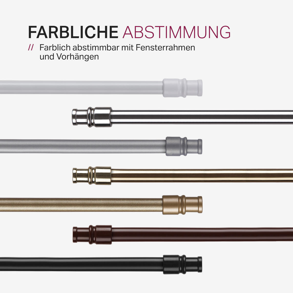 CAFEHAUSSTANGEN Schwarz 75-125 cm + Klemmträger - Schwarz, Metall (75cm) - Bestlivings