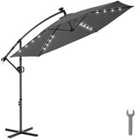 AMPELSCHIRM Artemis, mit LED Solar-Beleuchtung, inkl. Schutzhülle, grau - Grau, Metall (300/291cm) - tectake