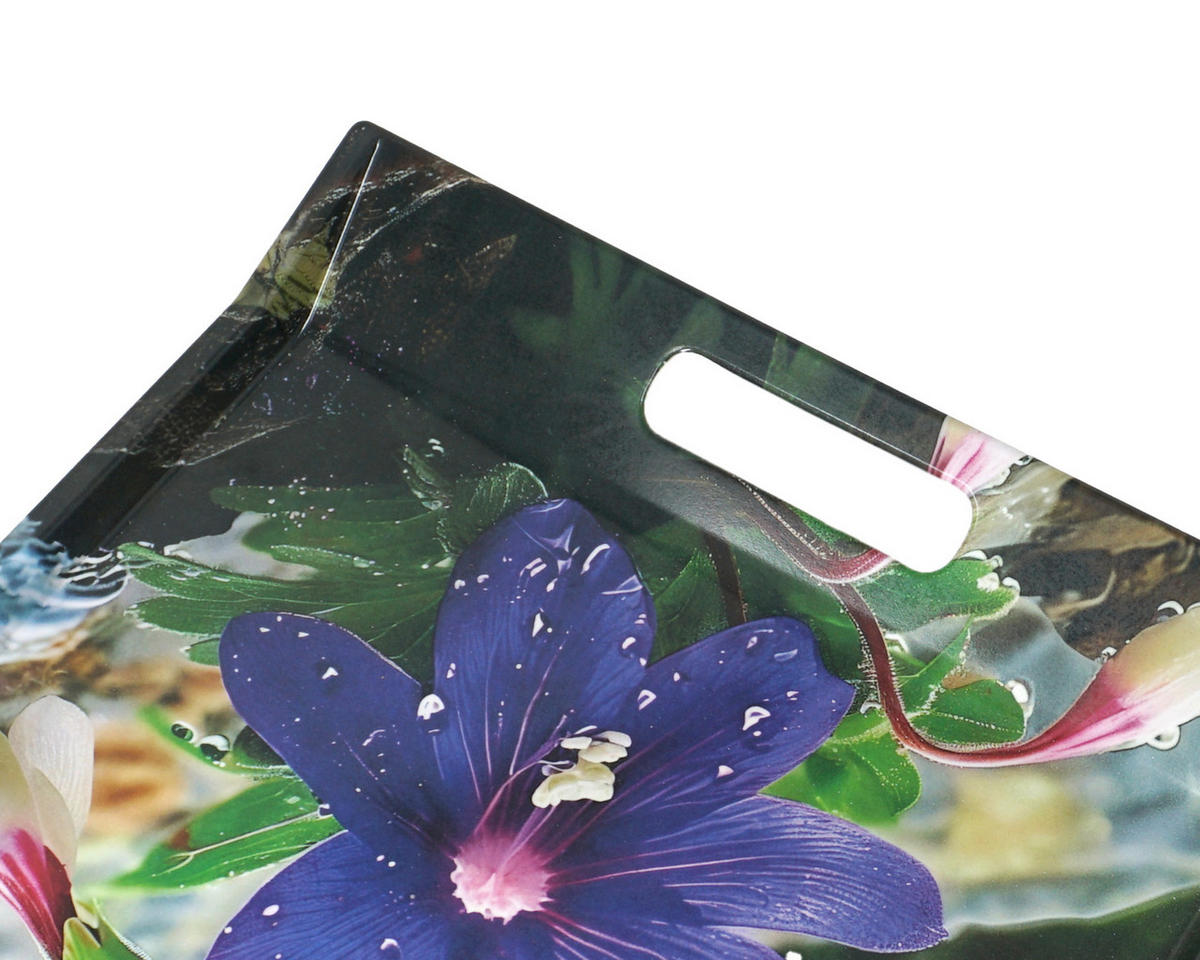 TABLETT Bergblume, rechteckige Serviertablett mit Griff 47x31 cm - Blau, Kunststoff (31/3/47cm) - Lashuma