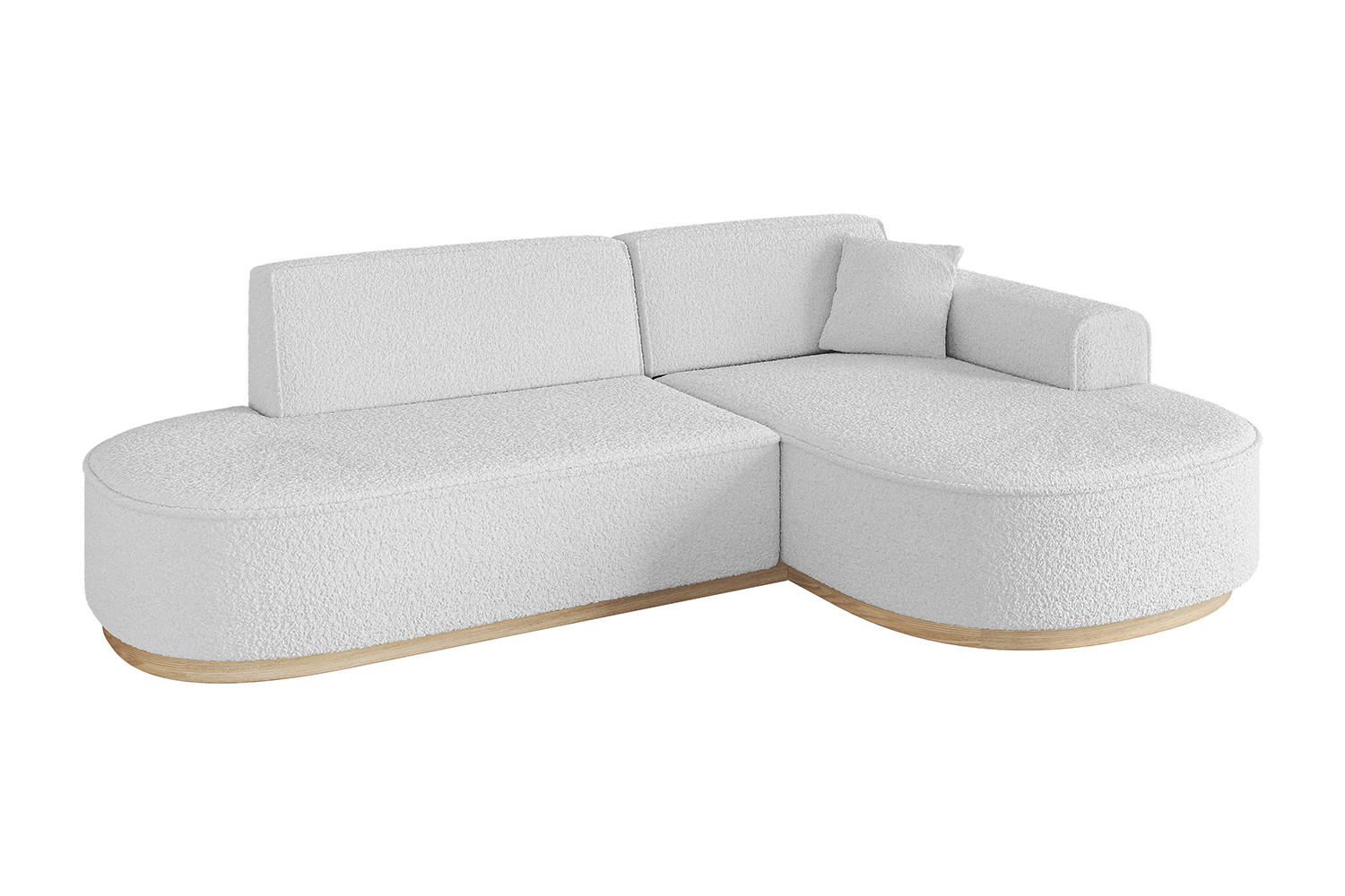 ECKSOFA Ottomane Rechts MARI-L1-v1 - 243x171x83 cm Weiß Bouclé - Weiß, Holzwerkstoff/Textil (171/243cm) - ALTDECOR