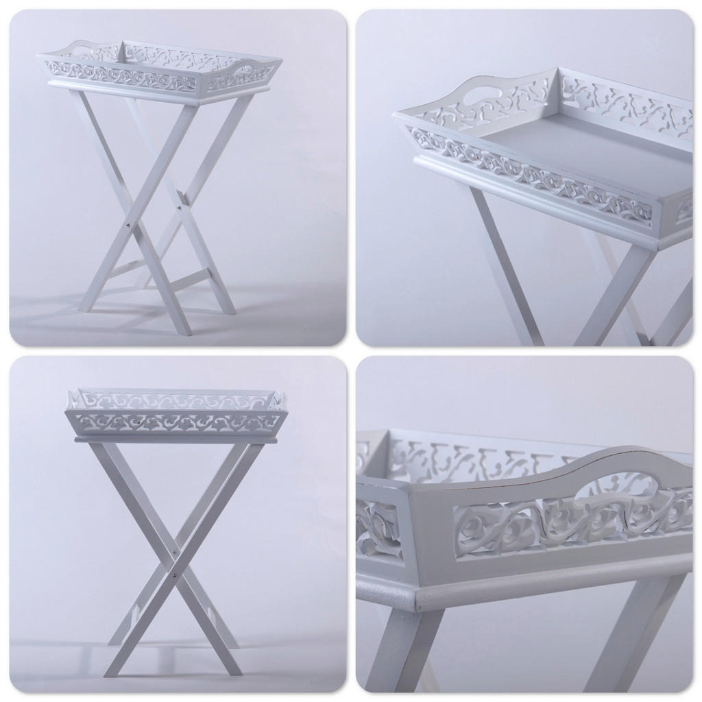 Thumbnail - Design Delights Servier-Tablett, Weiß, Holz, 32x63x51 cm, Tischkultur & Servieren, Tabletts