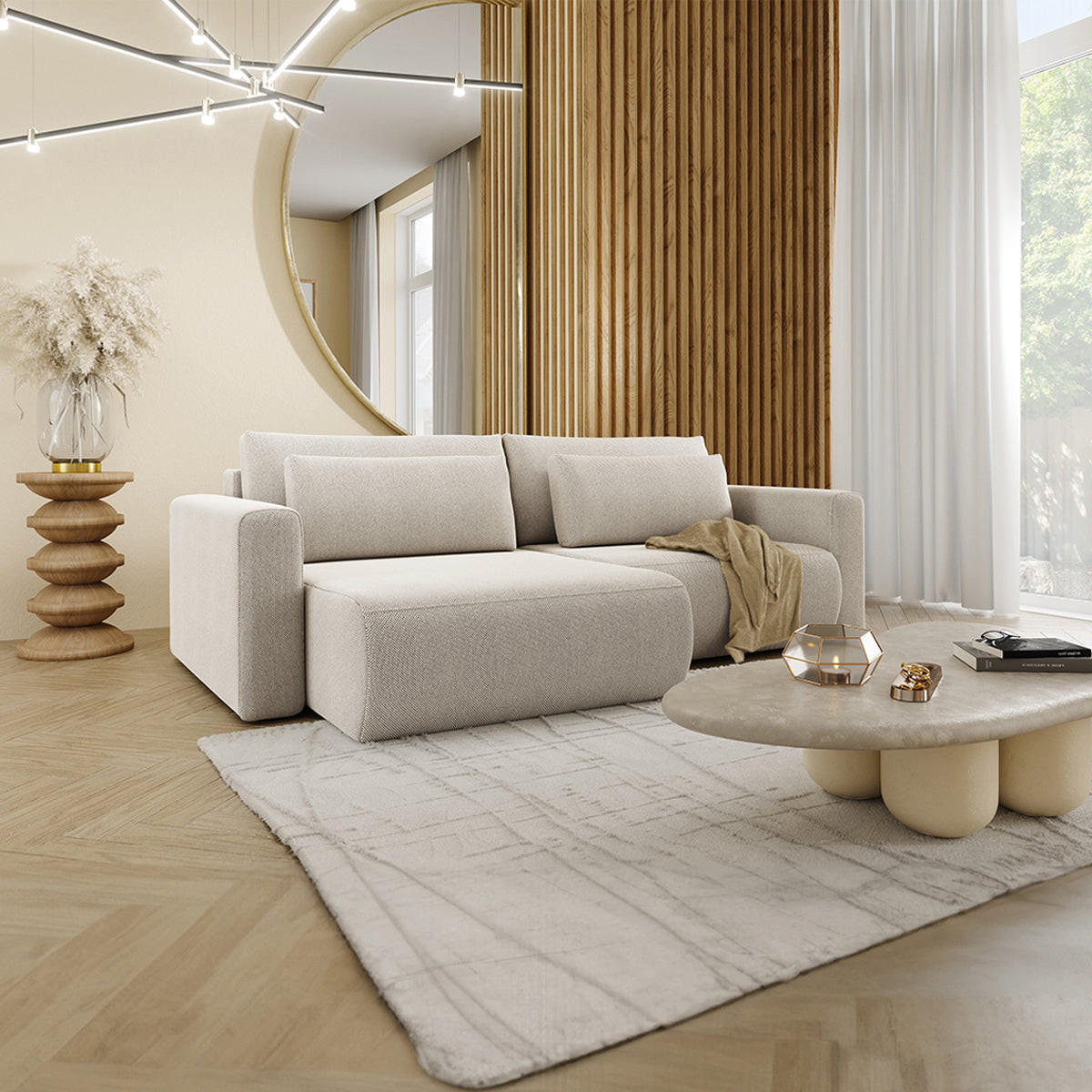 ECKSOFA Evy 3 Sitzplätze Hellgrau - Grau, Holz (240/149cm) - Petits-meubles