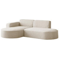 ECKSOFA Hana L-Form 3-Sitzer Ecke Links, Boucle, Creme 241/73/168 cm - Creme/Schwarz, Textil/Metall (241/168cm) - WFL GROUP