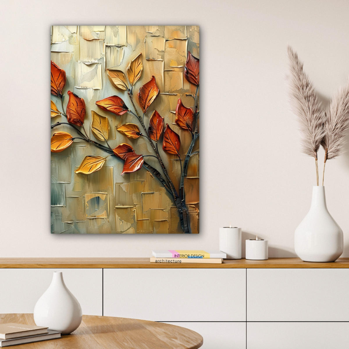 LEINWANDBILD Baum - Abstrakt - Natur - Kunst 60x80 cm - Goldfarben, Textil (60/80cm) - MuchoWow