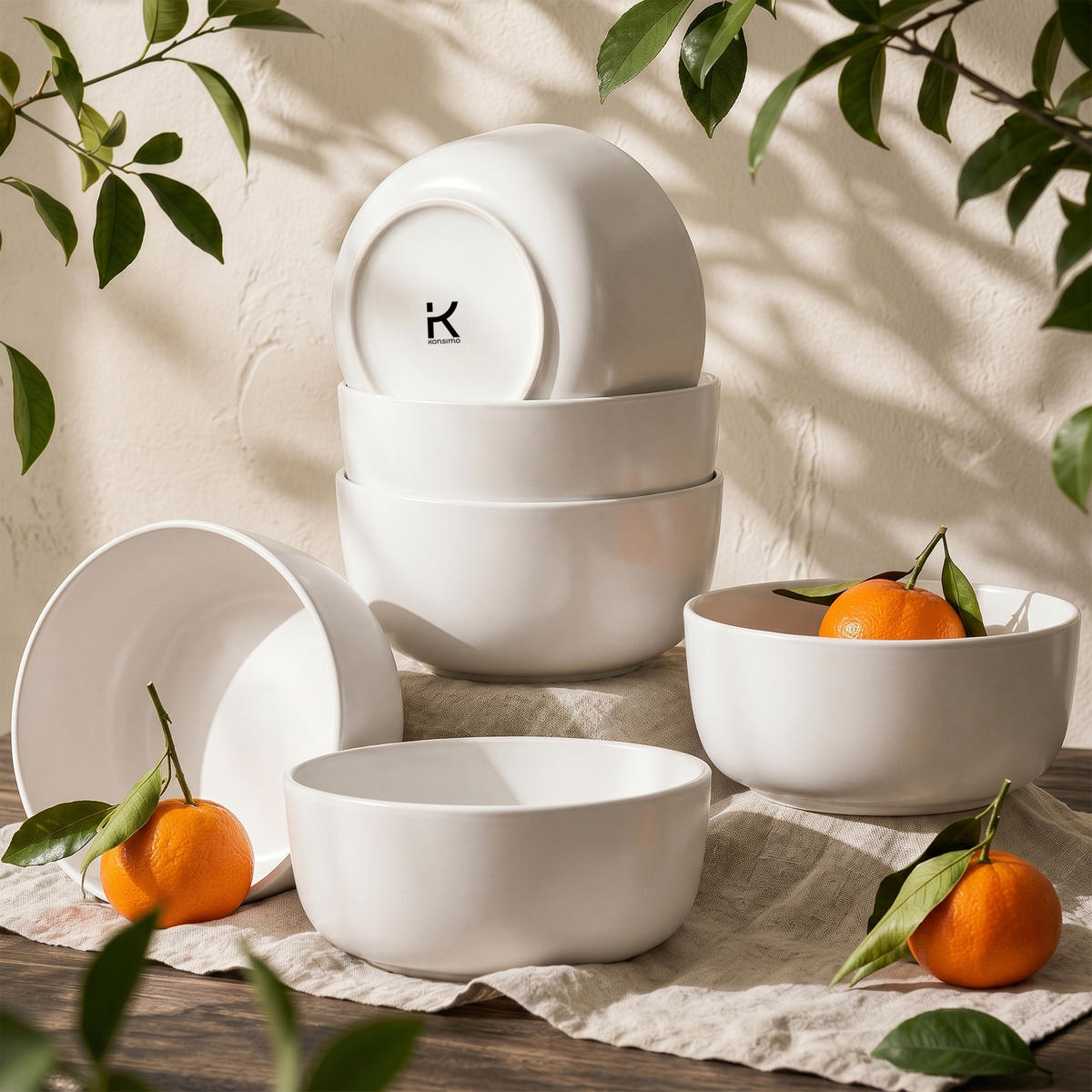 SCHÜSSEL-SET VICTO 6 Personen 6-tlg, matt - Weiß, Keramik - KONSIMO®