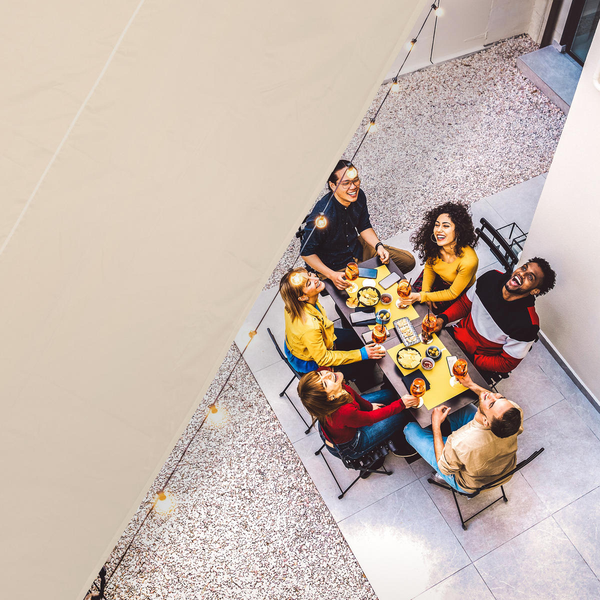 PLACHTA - béžová, kov/textil (700/500cm) - Relaxdays