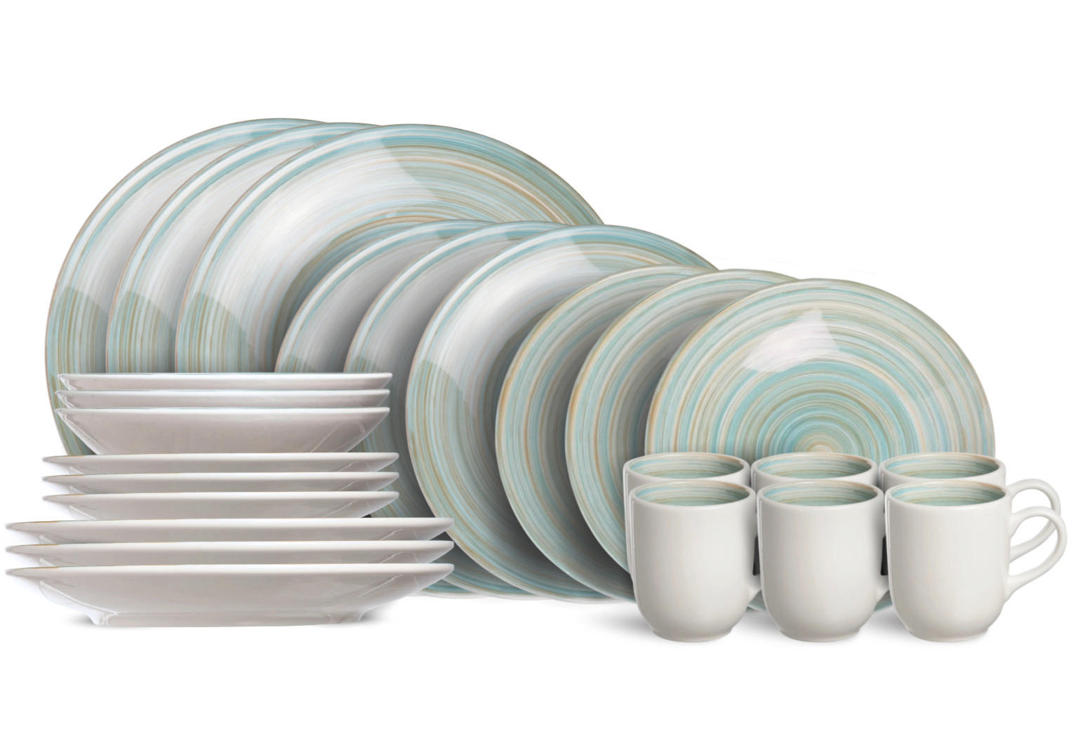 GESCHIRRSET24-TEILIG GESCHIRRSETTurbolino - Blau - 24-teilig / 6 Personen - Blau, Keramik (2/2/1cm) - Cosy & Trendy