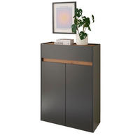 SCHUHSCHRANK grau matt, Eiche Wotan, Flurkommode 85 x 122 cm - Eiche Wotan/Schwarz, Holzwerkstoff/Kunststoff (85/122/122cm) - Furn.Design