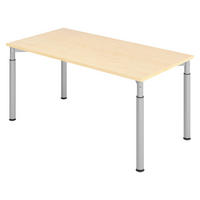 SCHREIBTISCH Serie-Y 80/160/74 cm in Ahornfarben/Silberfarben - Silberfarben/Ahornfarben, Holzwerkstoff (80/160/74cm) - bümö