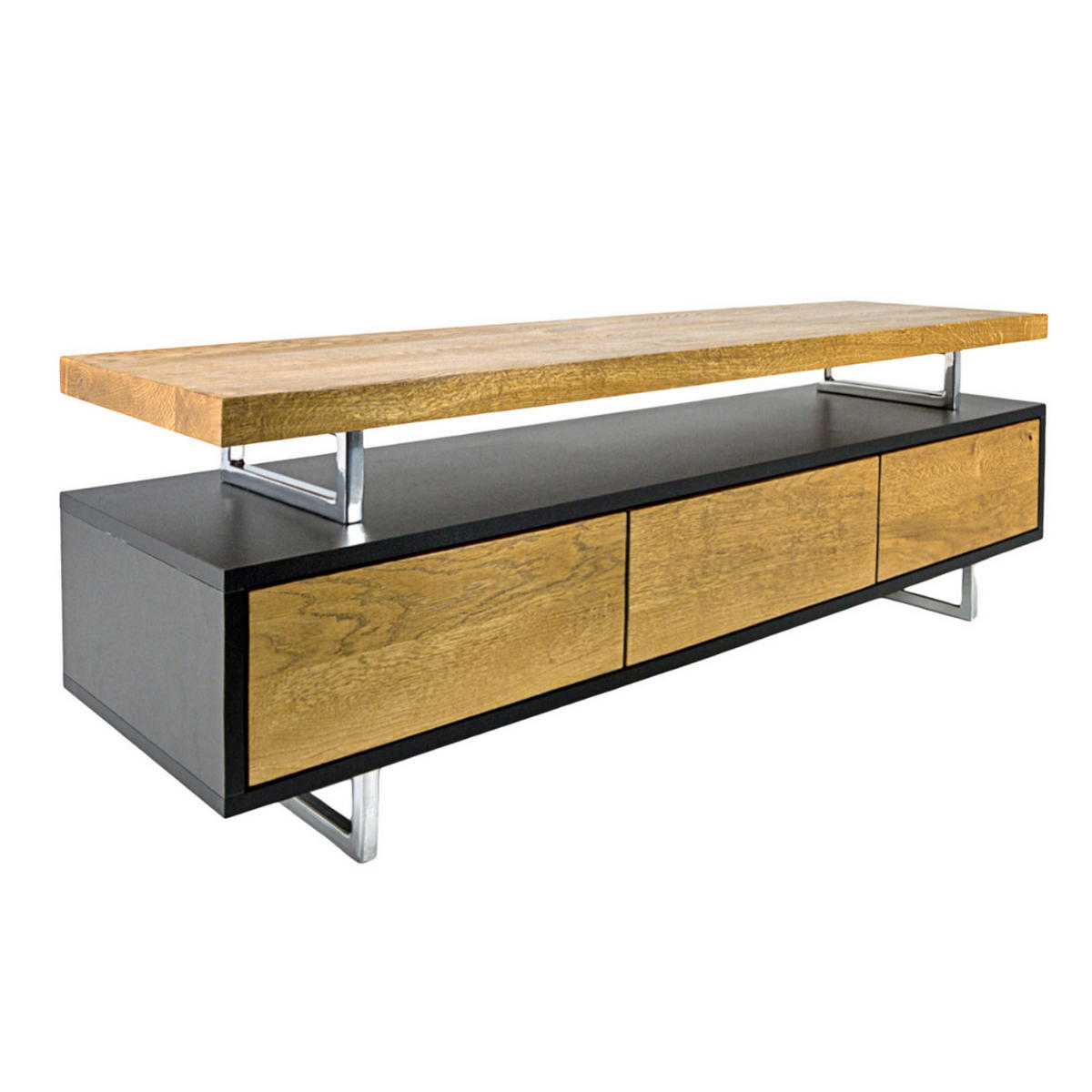 FERNSEHSCHRANK aus Eichenholz und laminierter Platte auf Metallbeinen NESCA II - Eichefarben, Holz (135/45/40cm) - Rawood Furniture