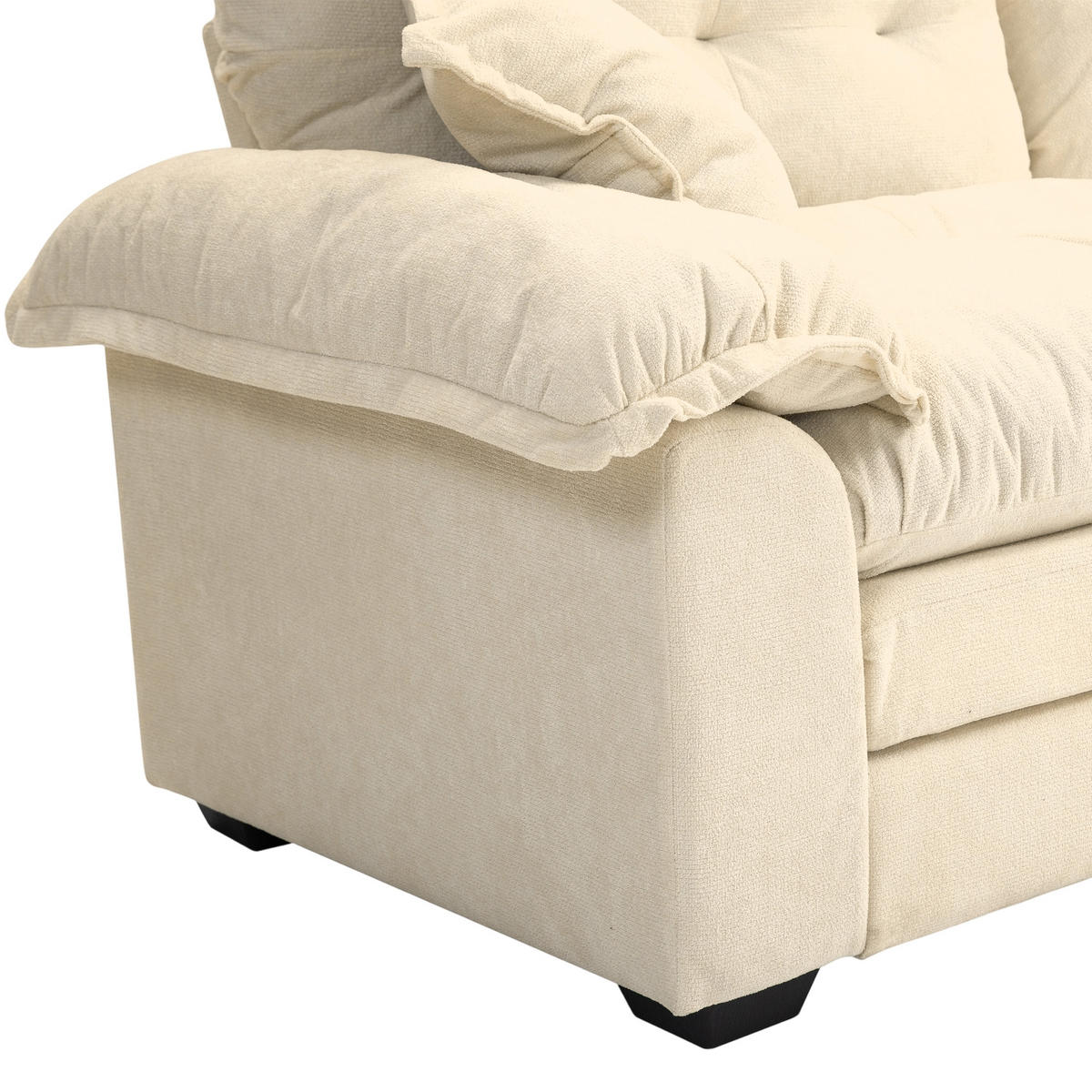 2-SITZER SOFA Chenille Beige mit Kissen - Beige, Holzwerkstoff/Kunststoff (213.4/87.6/90.1cm) - WISHDOR
