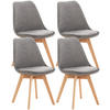 STUHL 4er Set Samt grau - Eukalyptusholzfarben/Grau, Holz/Textil (49/83/50cm) - CLP