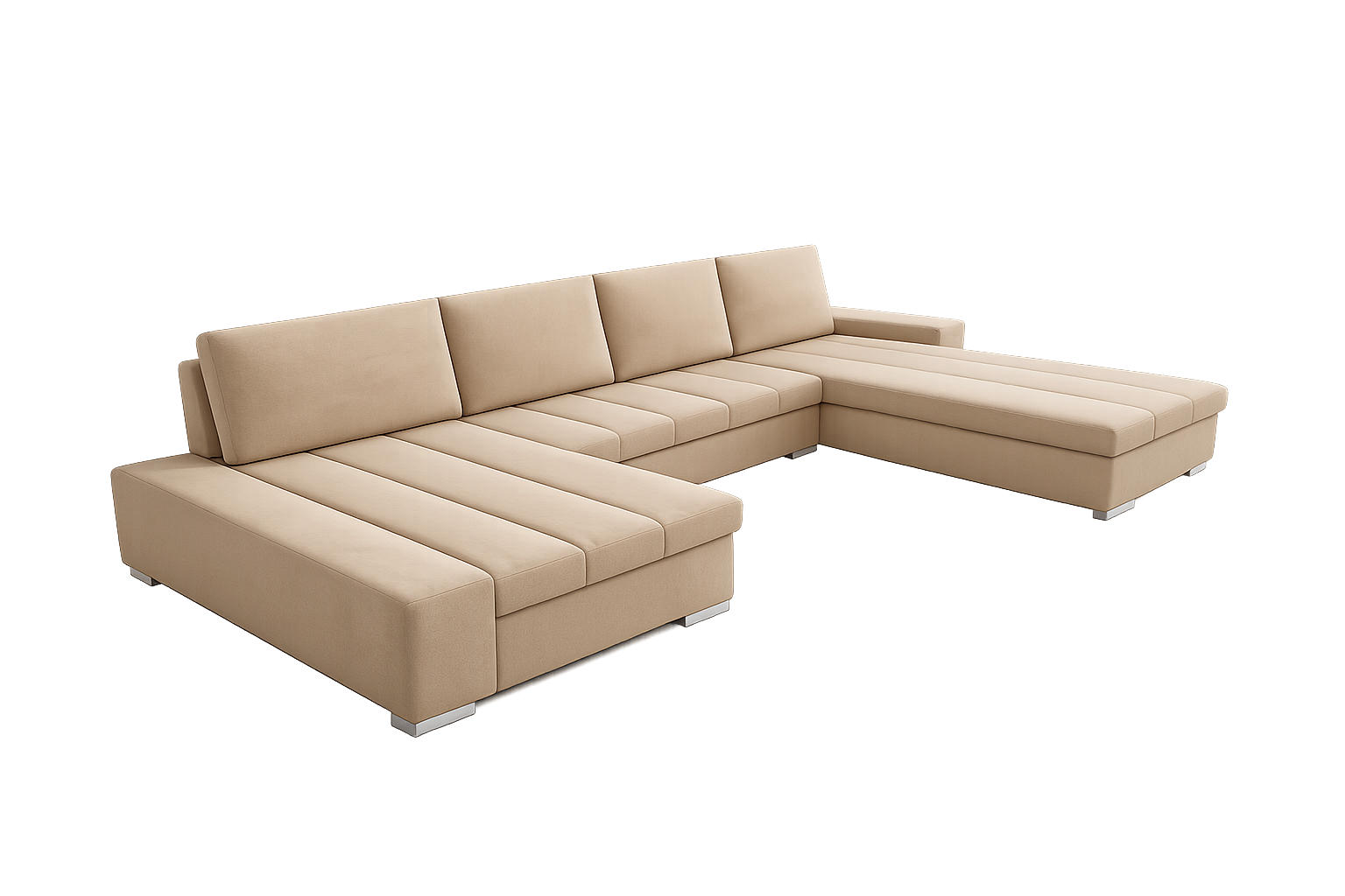 WOHNLANDSCHAFT VERONA U-Form mit Schlaffunktion, Bettkasten und Wellenfederung – Großzügiges Ecksofa 387 cm - Creme, Kunststoff (387/85/213cm) - Wohnideebilder