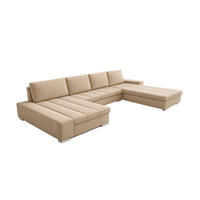 WOHNLANDSCHAFT VERONA U-Form mit Schlaffunktion, Bettkasten und Wellenfederung – Großzügiges Ecksofa 387 cm - Creme, Kunststoff (387/85/213cm) - Wohnideebilder
