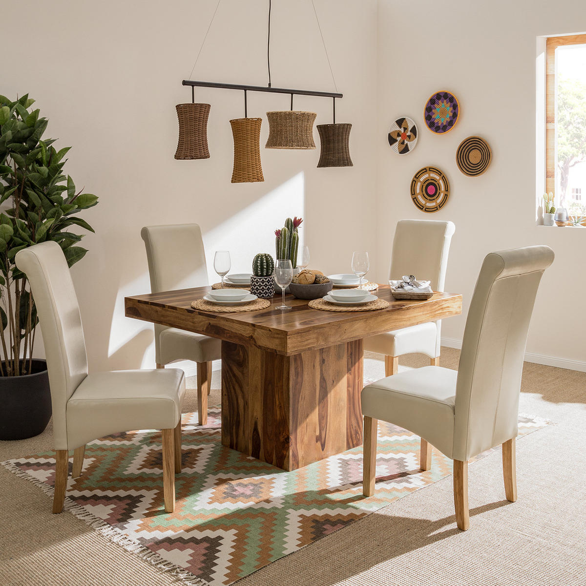 POLSTERSTUHL - Creme, Leder/Holz (47/108/64cm) - home24