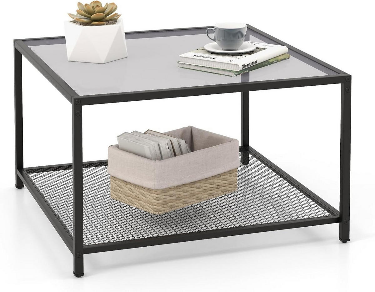 COUCHTISCH Glas Grau - Grau, Glas (70/70/45cm) - COSTWAY