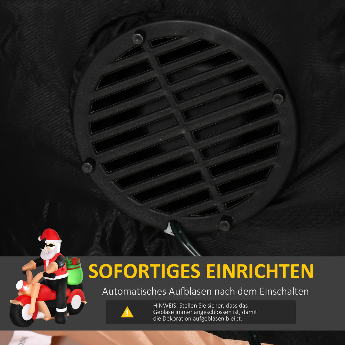 AUFBLASBARER Weihnachtsmann, Polyester, Weiß+Rot+Grün - Multicolor, Kunststoff (55/150/153cm) - HOMCOM