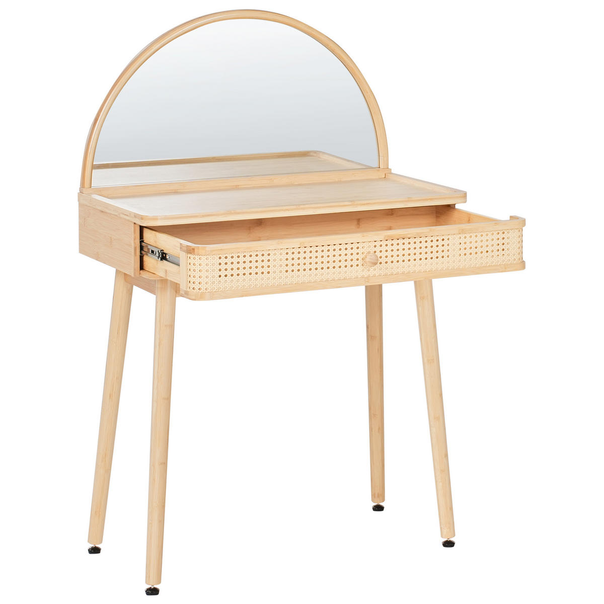 MASĂ DE MACHIAJ cu oglindă maro deschisă Rancheria - maro deschis, lemn (81/124/41cm) - Beliani