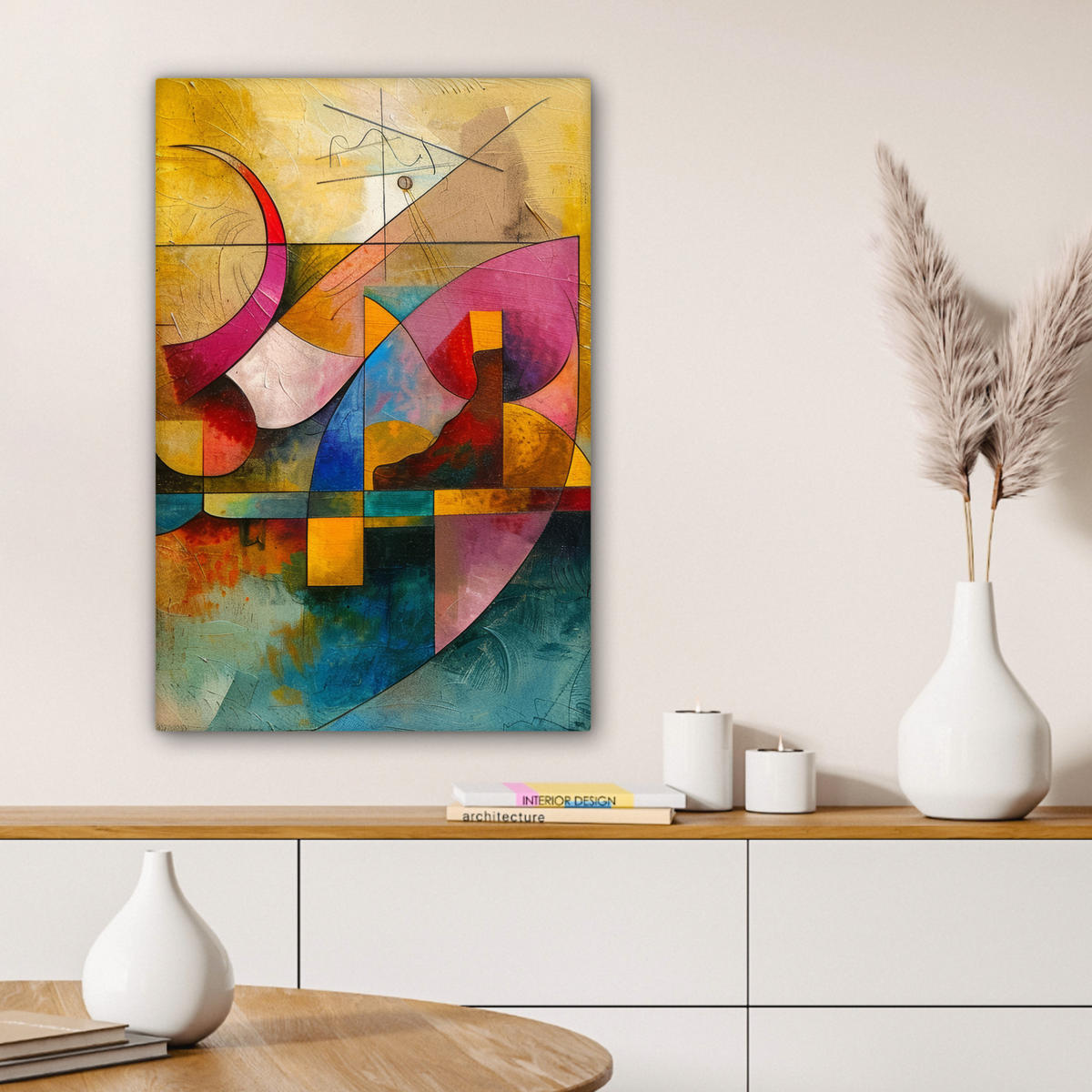 LEINWANDBILD Kunst - Abstrakt - Modern 60x90 cm - Gelb, Textil (60/90cm) - MuchoWow