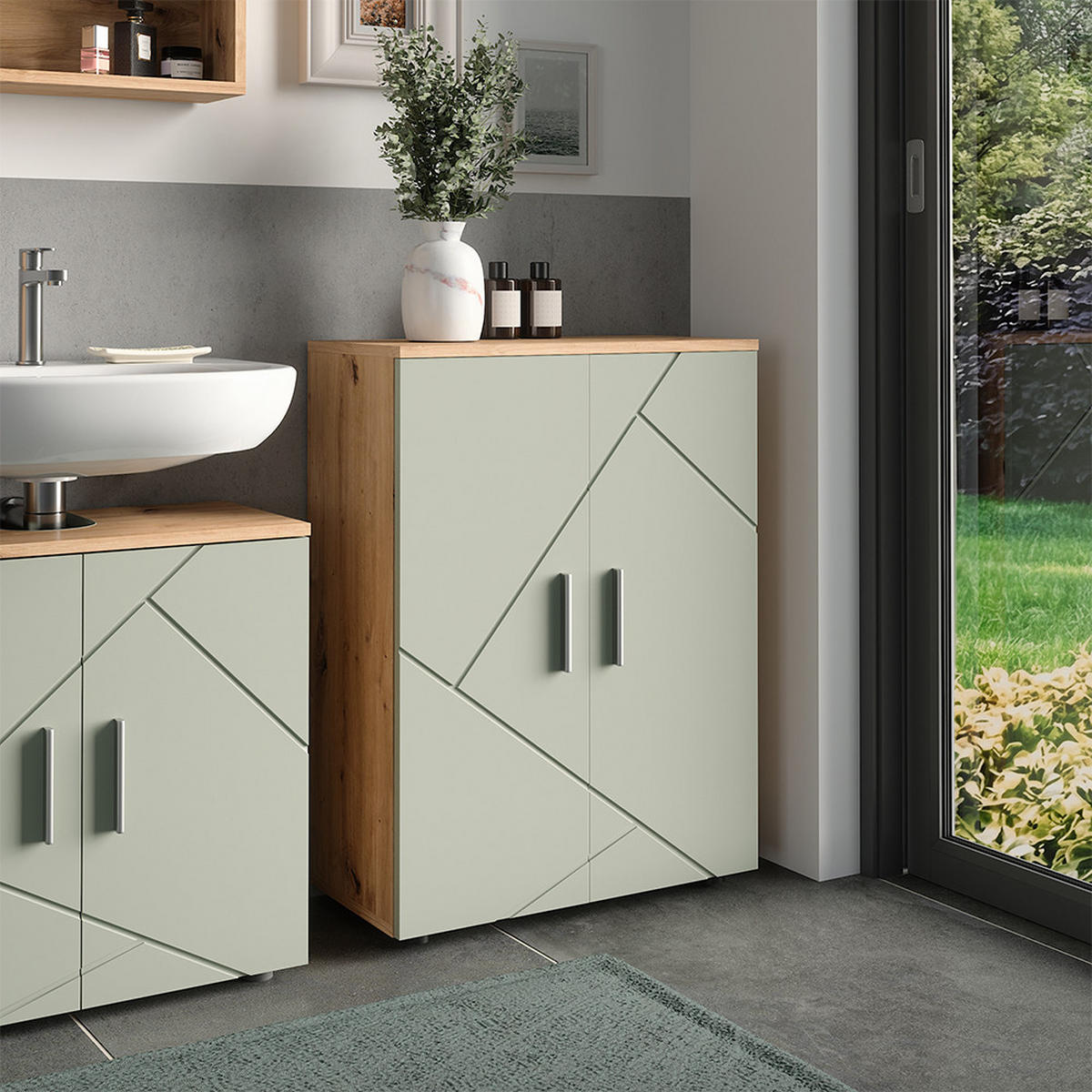 MIDISCHRANK Irma Salbeigrün 60 x 81 cm - Salbeigrün, Holzwerkstoff (60/81/30cm) - Vicco