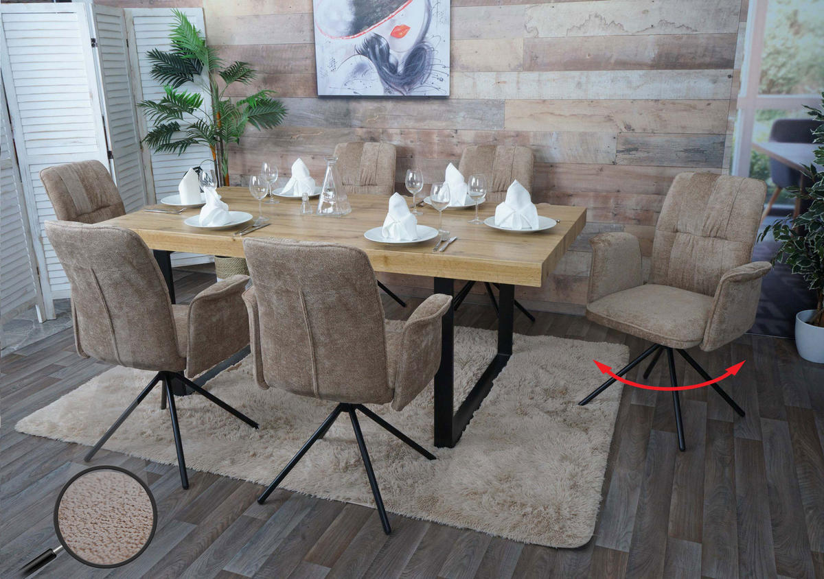 ESSZIMMERSTUHL Braun 6er-Set - Hellbraun/Braun, Textil (70/94/60cm) - MCW