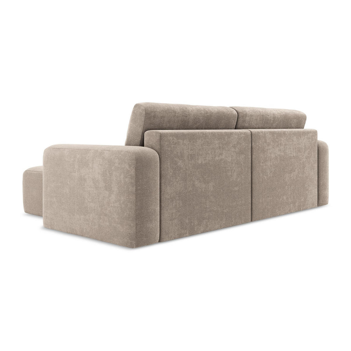 ECKSOFA mit Schlaffunktion rechts Chenille Stoff Beige - Beige/Schwarz, Kunststoff/Textil (244/149cm) - LaMiaSofa