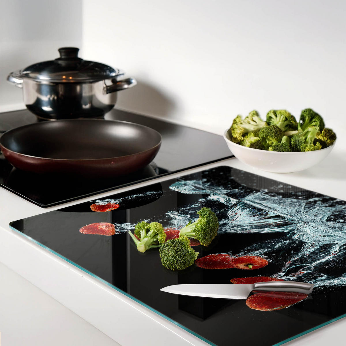 GLASPLATTE 60x52 cm Erdbeerwasser - Rot, Glas (60/0.4/52cm) - TULUP