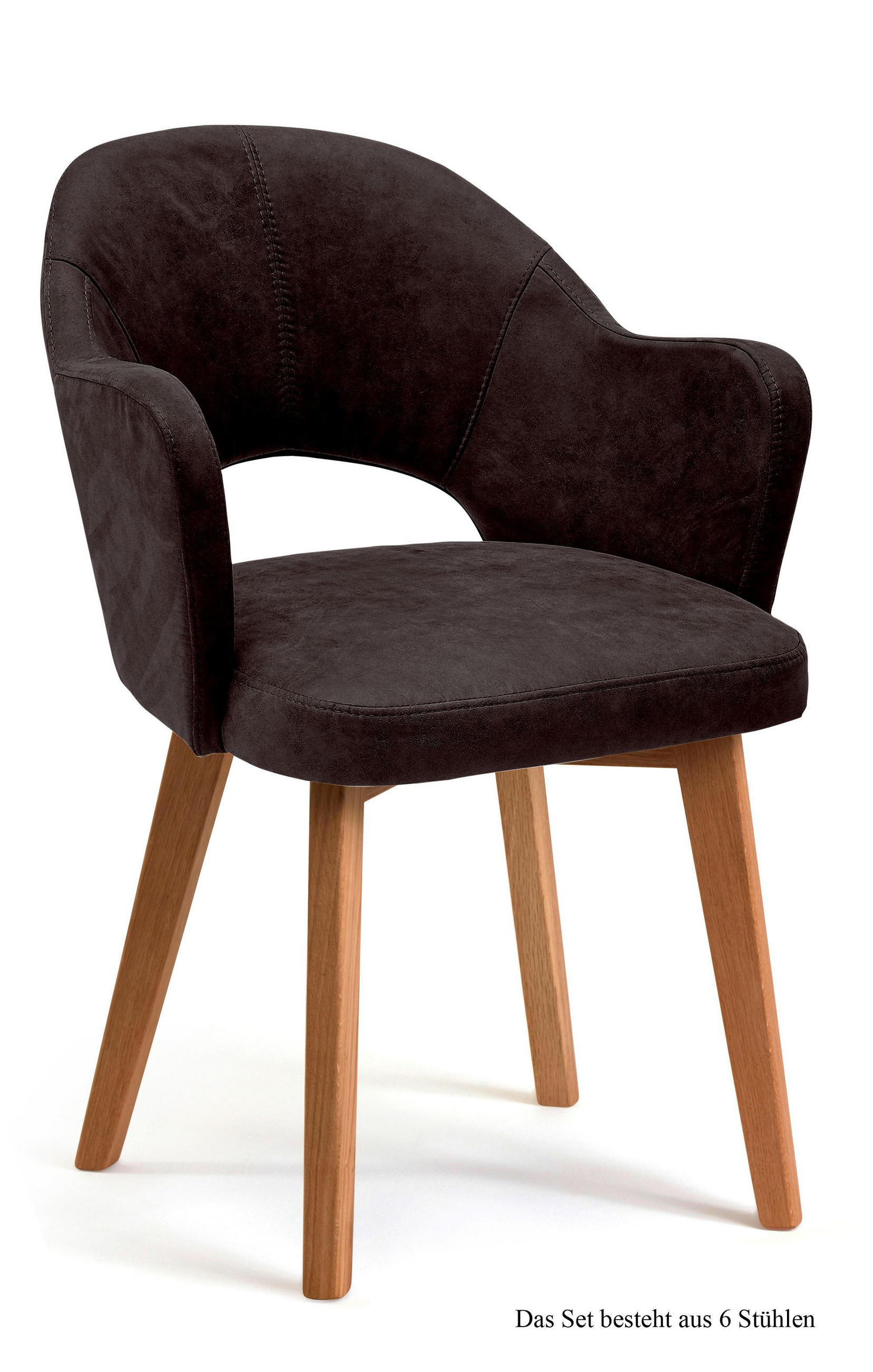 ARMLEHNSTUHL (6er-Set) Darsie 59x87x61 Eiche geölt/Espresso - Eichefarben/Dunkelbraun, Kunststoff (61/87/59cm) - 58aufmkessel