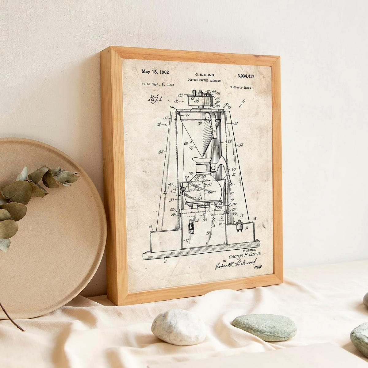 POSTER Set mit 4 Kaffeemaschine Vintage Patent Größe A4 Rahmenlos - Klar, Papier (21/1/29.7cm) - Nacnic