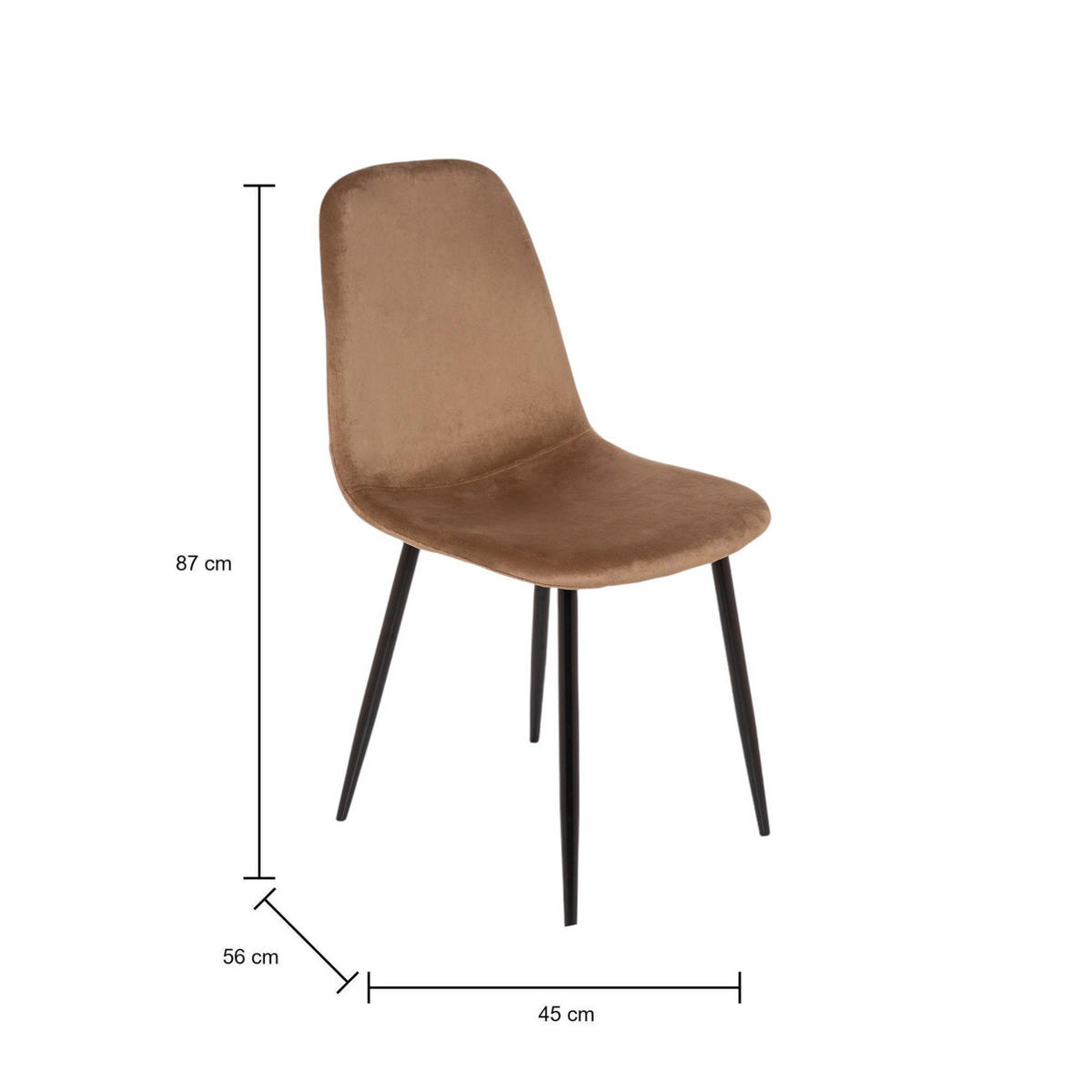 STUHL-SET 6 Stück in Stoff Sand 45 x 56 x 87 cm - Beige, Metall (45/87/56cm) - DMORA