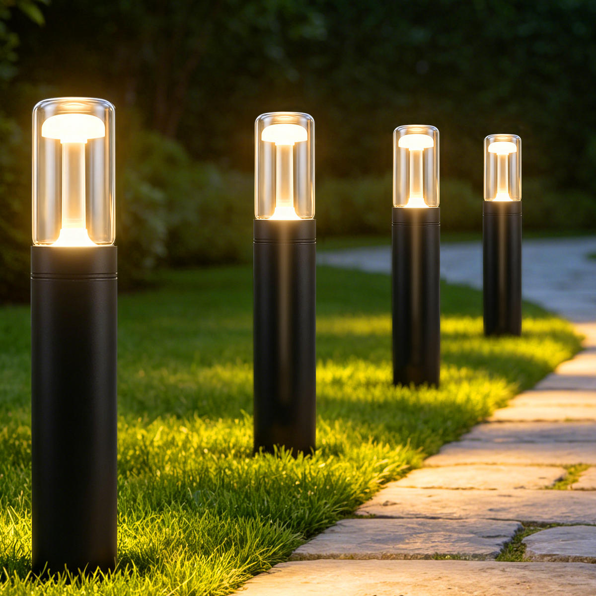 LED WEGELEUCHTE Frelis 11.8/6.5/40 cm - Schwarz, Glas/Metall (11.8/6.5/40cm) - ZMH
