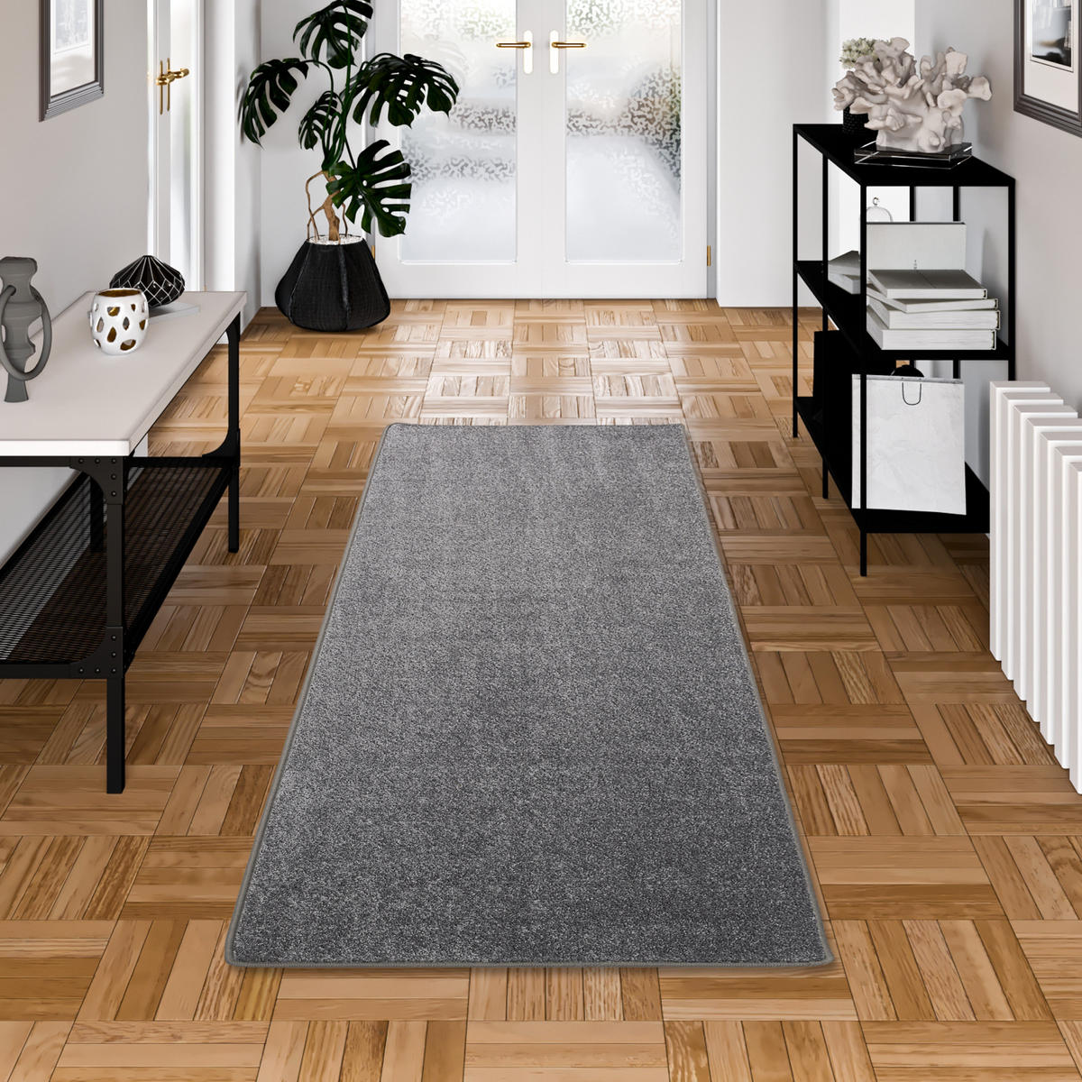 HOCHFLOR VELOURS LÄUFER TEPPICH LUNA - Grau, Textil (80/200cm) - Snapstyle