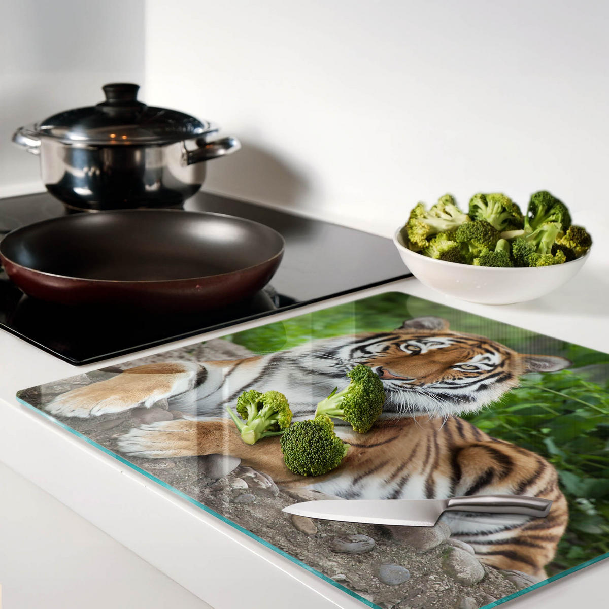 GLASPLATTE 60x52 cm Sibirischer Tiger - Braun, Glas (60/0.4/52cm) - TULUP