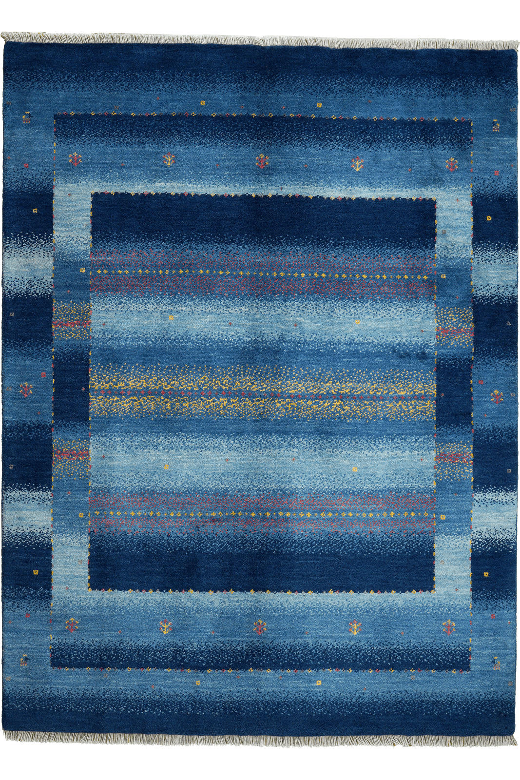 GABBEH-TEPPICH handgeknüpft Rizbaf Blau 204/149 cm Schurwolle - Blau, Textil (149/204cm) - Looma