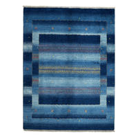 GABBEH-TEPPICH handgeknüpft Rizbaf Blau 204/149 cm Schurwolle - Blau, Textil (149/204cm) - Looma