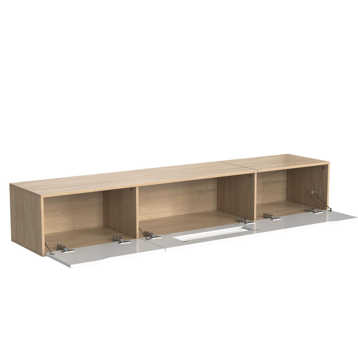 WANDLOWBOARD 180/35/30 cm mit LED-Beleuchtung und Hochglanzfront - Weiß, Holzwerkstoff (180/30/35cm) - BEAOK