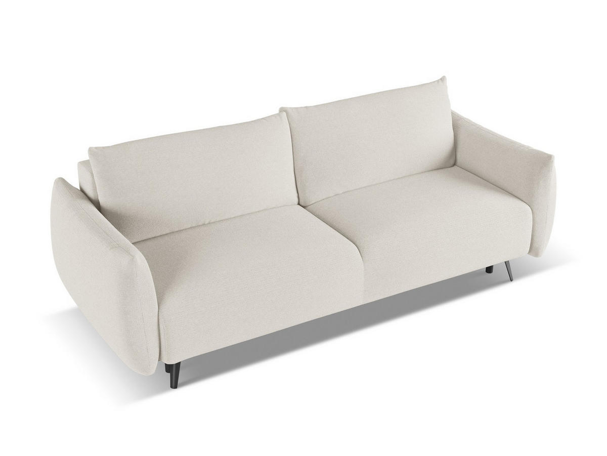 3-SITZER SOFA mit Schlaffunktion Chenille Stoff Grau - Silberfarben/Schwarz, Textil/Metall (230/86/105cm) - Makamii