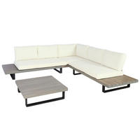 GARTEN-GARNITUR Schwarz, Grau, Cremeweiß - Schwarz/Weiß, Holz - MCW