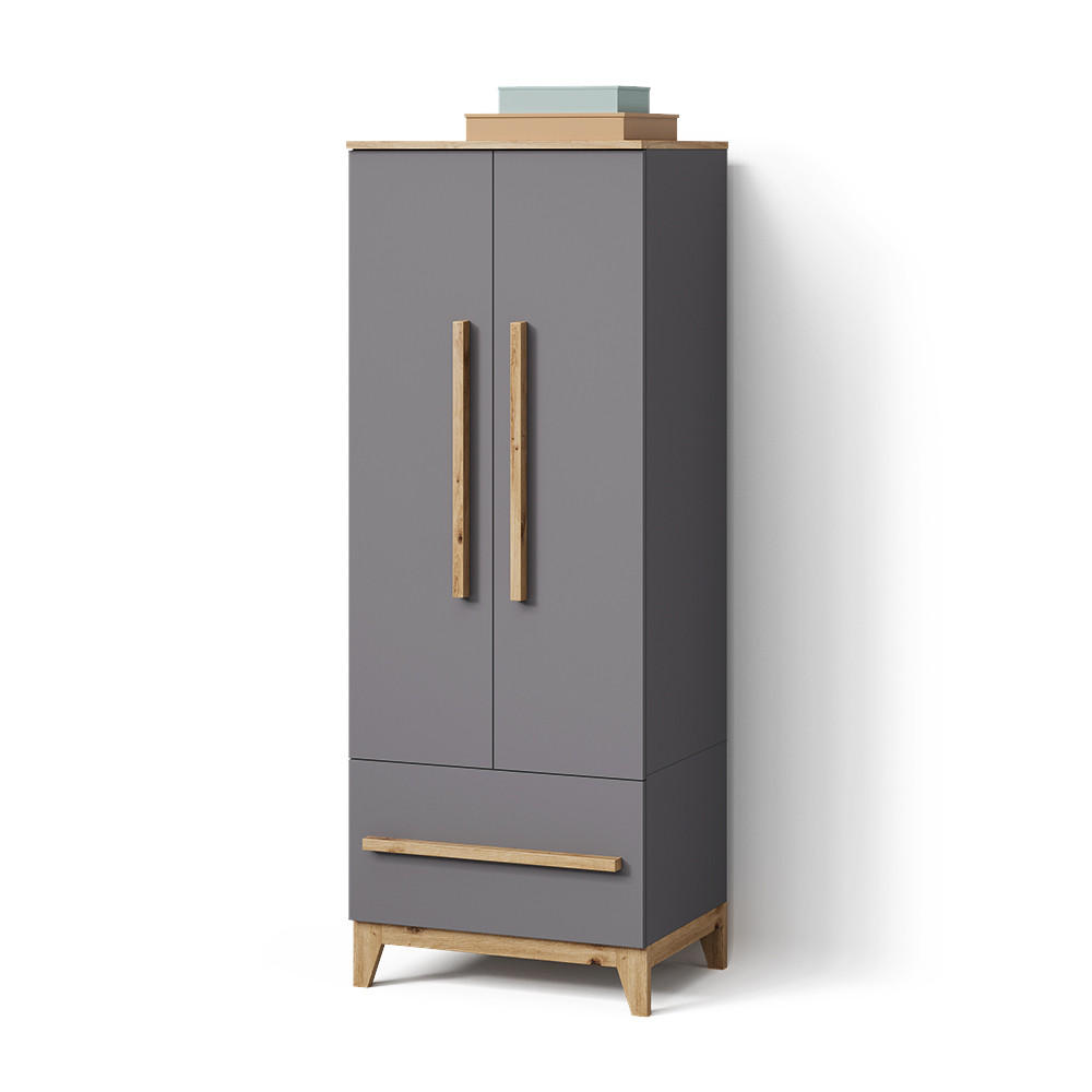 KINDERKLEIDERSCHRANK Mailo Grau/Artisan 70 x 186.8 cm mit 4 Schubladen - Eiche Artisan/Grau, Holzwerkstoff (70/186.8/53.4cm) - Livinity®