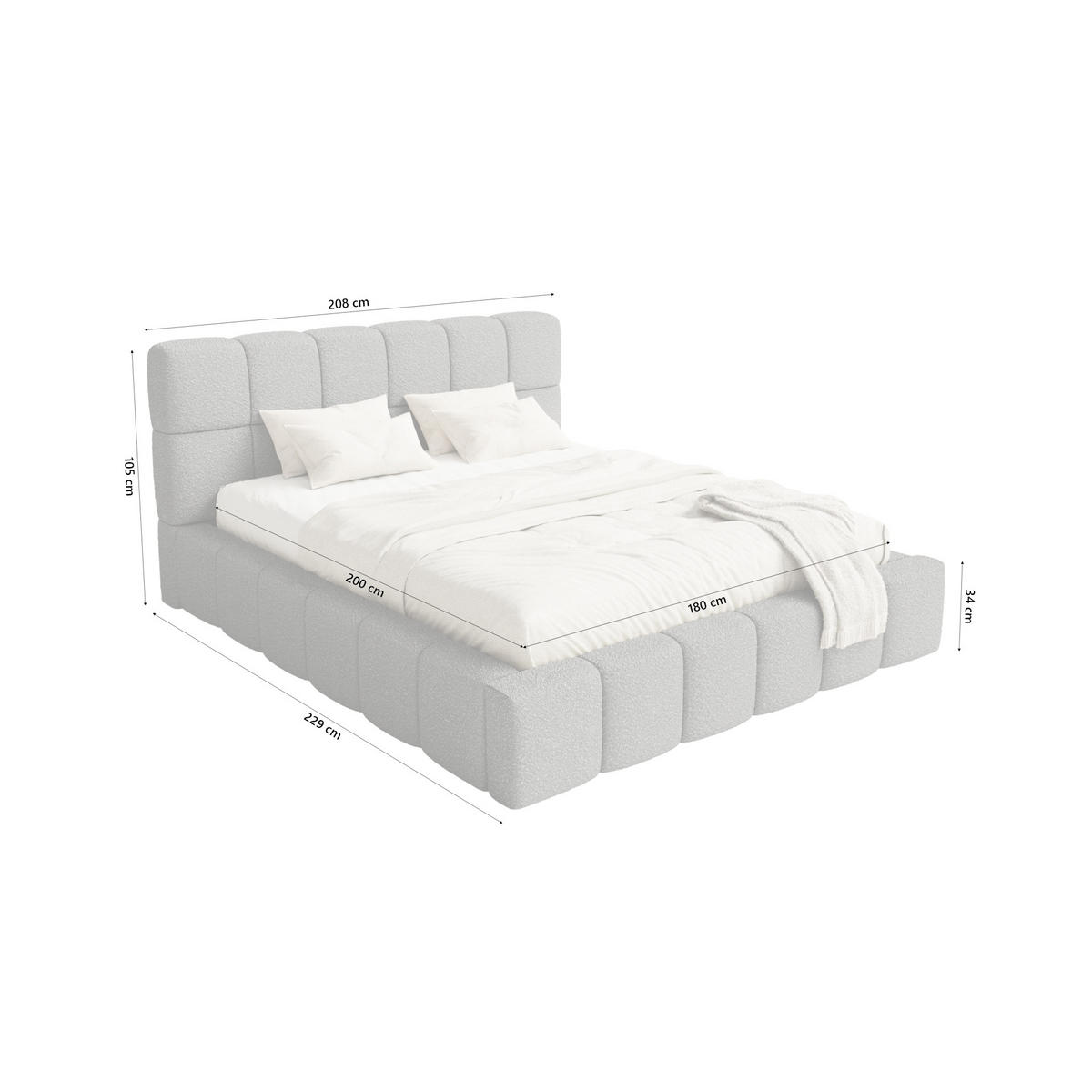 POLSTERBETT Lund 180x200 cm, Anthrazit - Anthrazit, Textil (180/200cm) - Fedve
