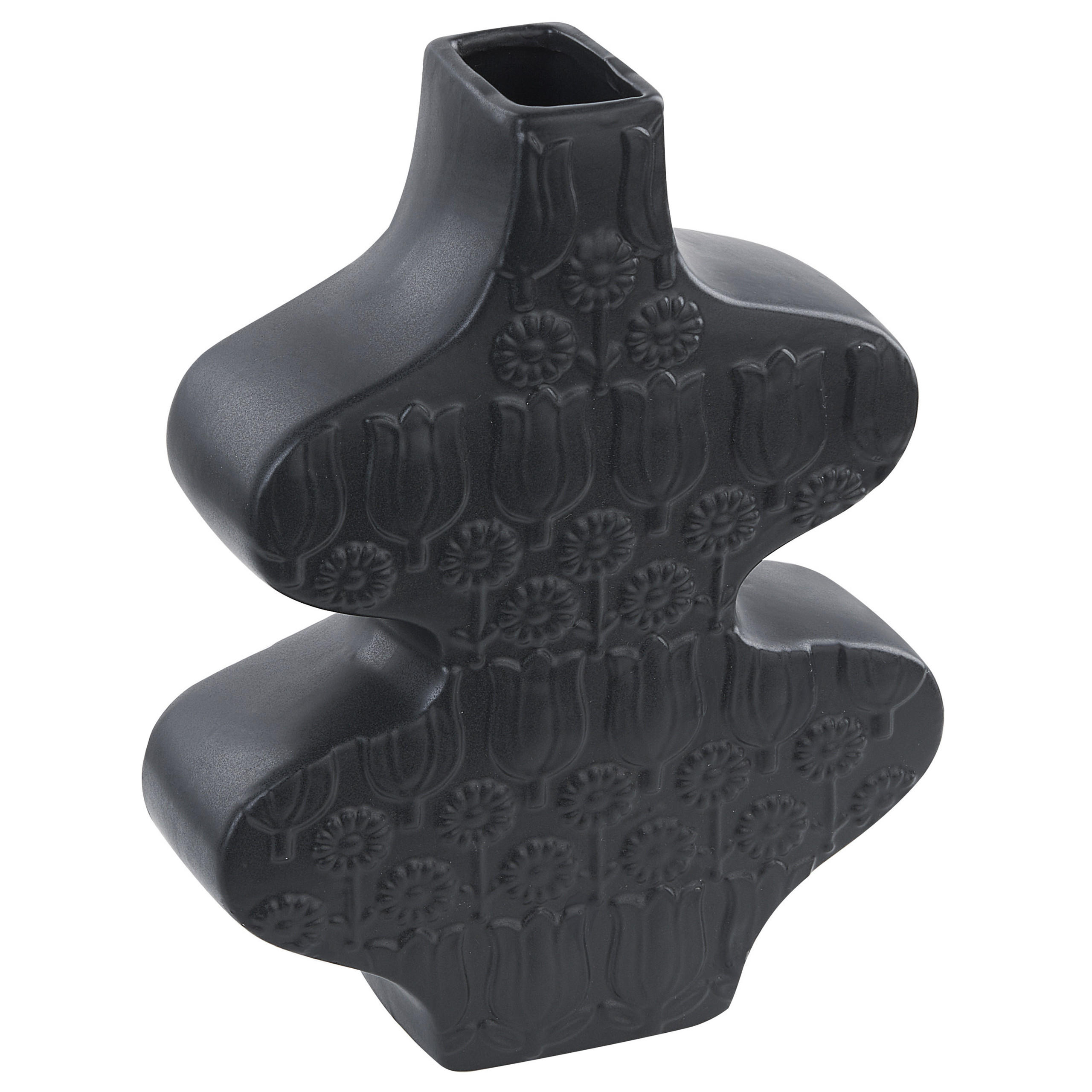 BLUMENVASE Porzellan schwarz Argos - Schwarz, Keramik (25cm) - Beliani