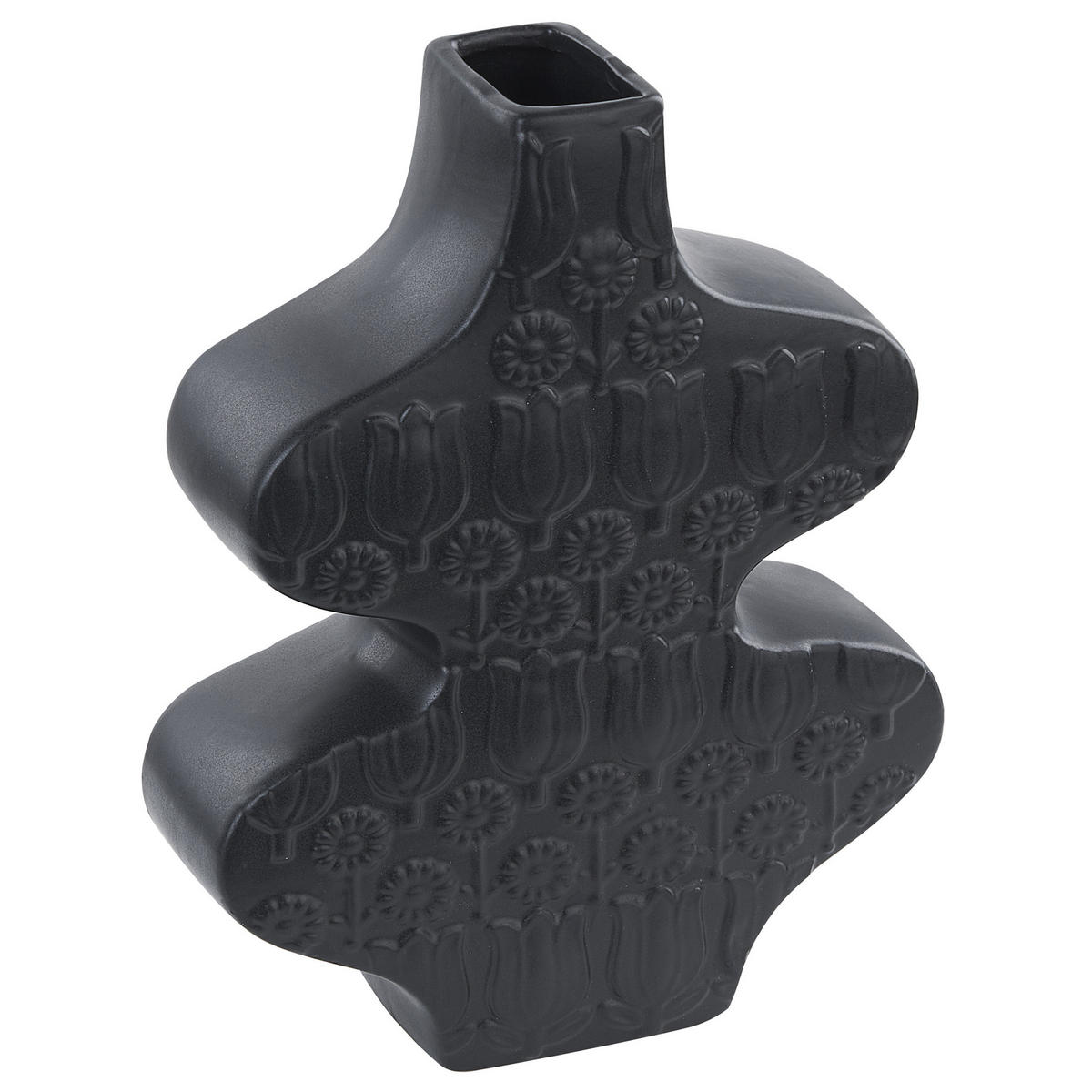 BLUMENVASE Porzellan schwarz Argos - Schwarz, Keramik (25cm) - Beliani
